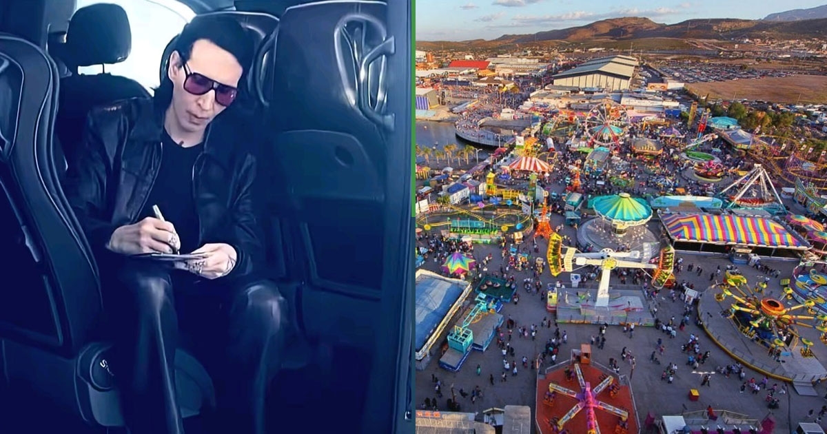 Marilyn Manson is caught managing his spending at the St. Louis Fair.