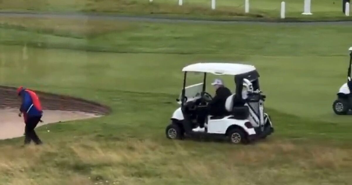 Trump accused of 'cheating' at golf AGAIN after viral video shows caddie drop ball for him