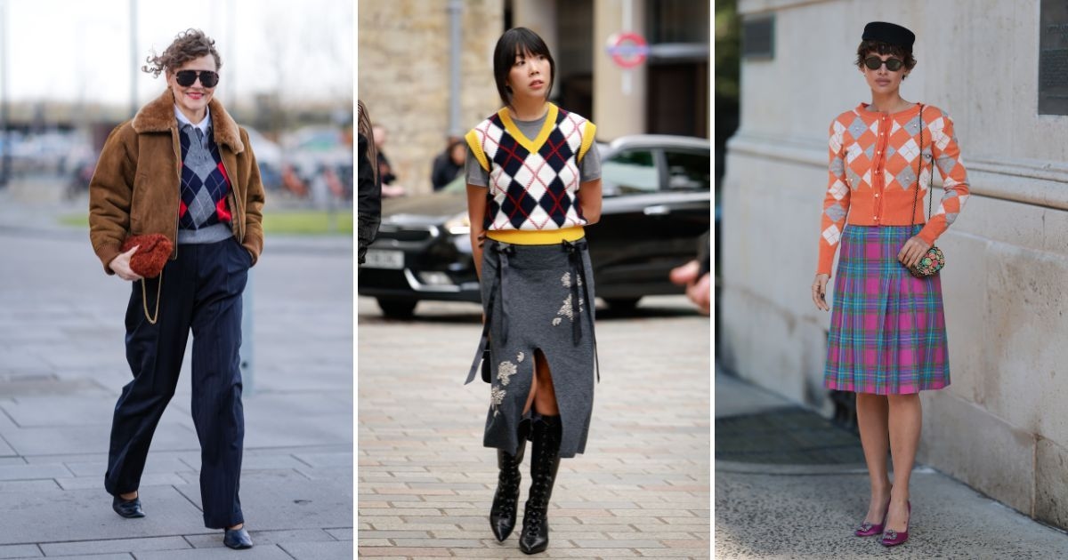 This Season's Breakout Knitwear Trend? A Preppy Argyle Jumper
