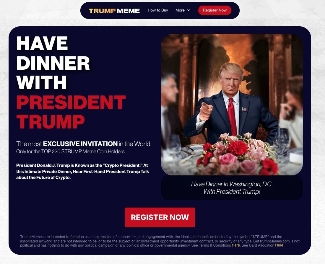 US Government Registered Several Websites Potentially Linked to Trump Meme Coin