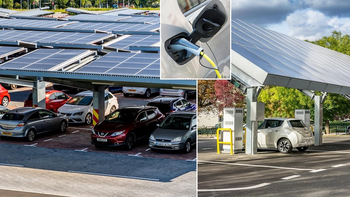 Parkplätze könnten mit Solarmodulen bedeckt werden, um im Rahmen der jüngsten Net Zero-Initiative Lademöglichkeiten für Elektrofahrzeuge zu schaffen.