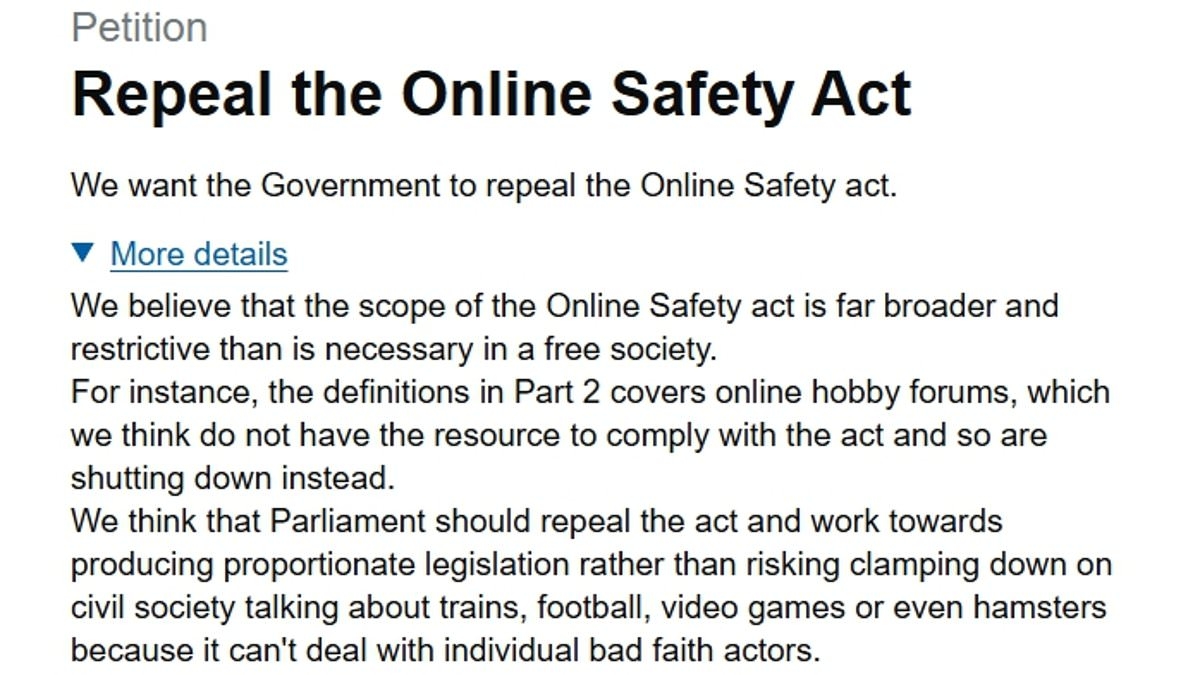 Brits rebel against Online Safety Act as petition reaches 380,000 signatures - and age checks spark concerns around privacy and free speech
