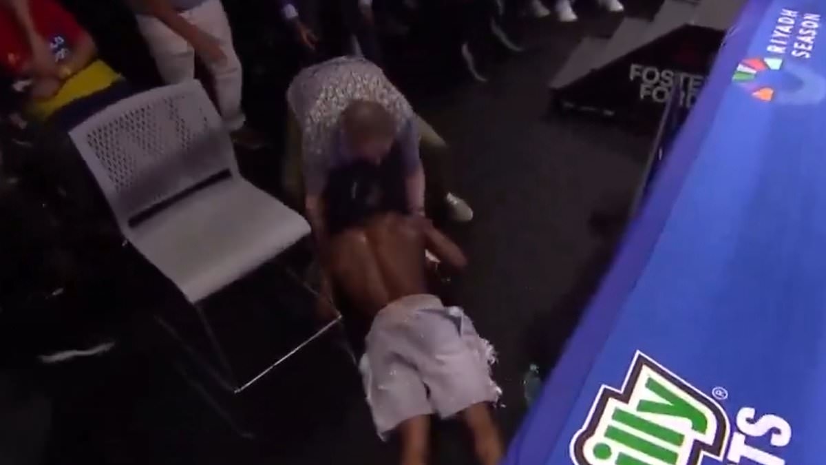 Shocking moment American boxer Ray Ford is thrown out of the ring by opponent in bitter world-title fight