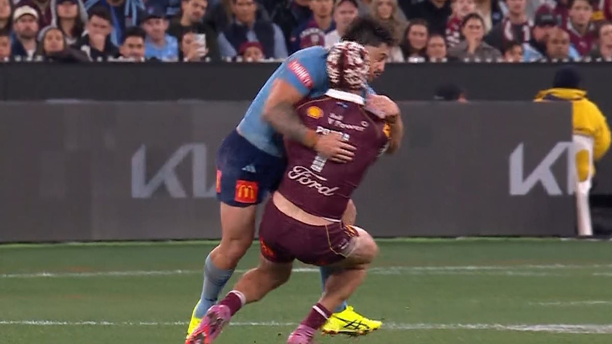 Queensland fans fume as Kotoni Staggs avoids sending off for apparent head shot on Kalyn Ponga in moment that cost New South Wales the match and possibly the series