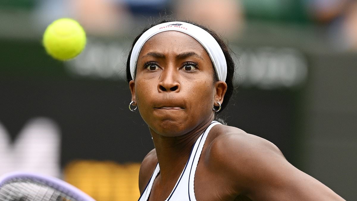 Terrifying moment Coco Gauff nearly takes out a ball-kid with 96mph serve at Wimbledon... before surviving huge scare to reach the third round