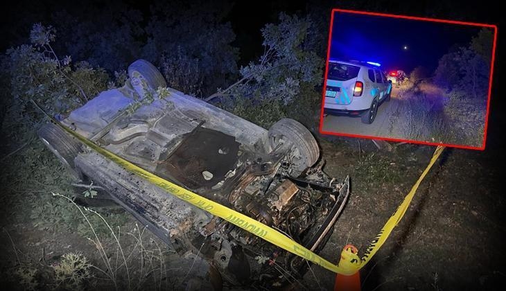 Car out of control overturned in ditch in Uşak: 1 dead, 2 injured