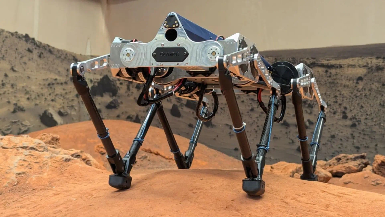 Oto Olympus, robot-pies, który mógłby eksplorować Marsa wraz z łazikiem Perseverance NASA.