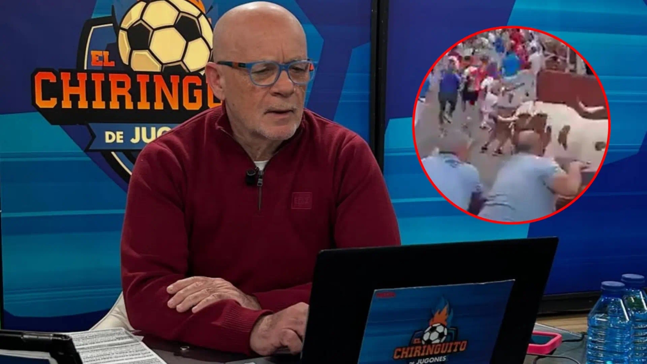 Das Missgeschick des Sportjournalisten Alfredo Duro beim Stierkampf in San Sebastián de los Reyes: Er wurde von einem Ochsen überfahren.
