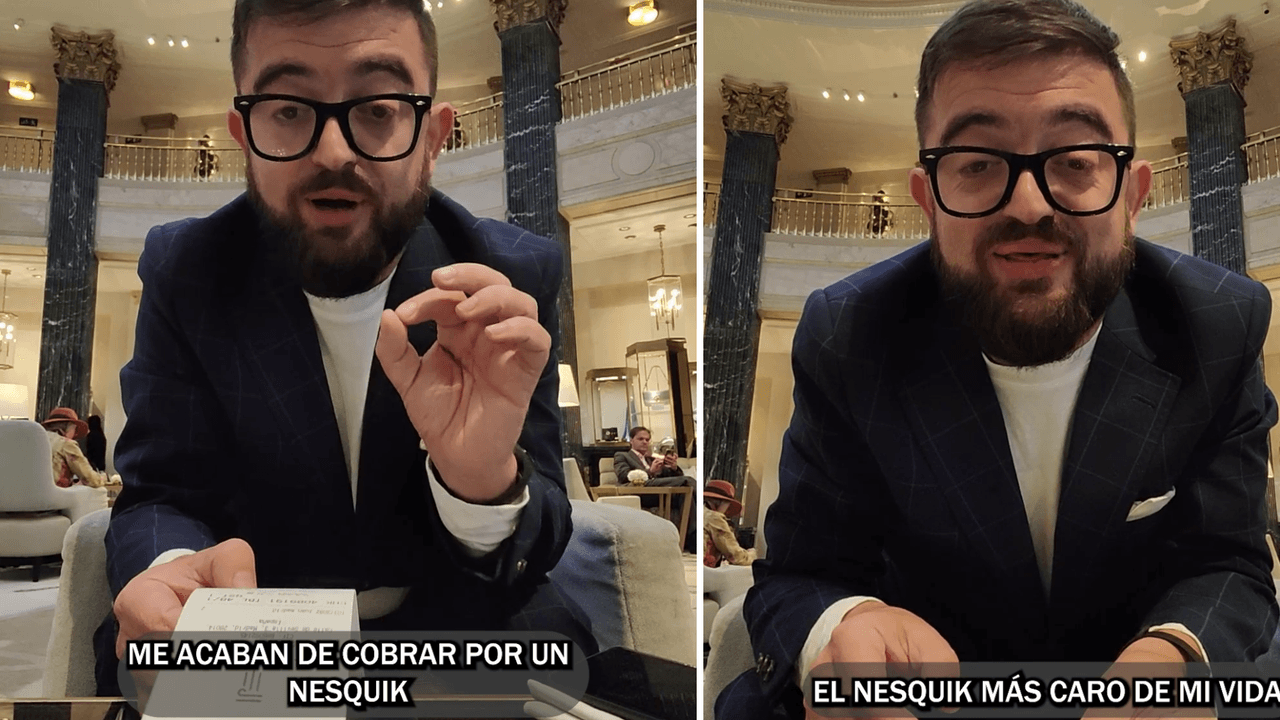 Ele toma café da manhã no café mais caro de Madri e não consegue acreditar no que lhe cobram por um Nesquik.