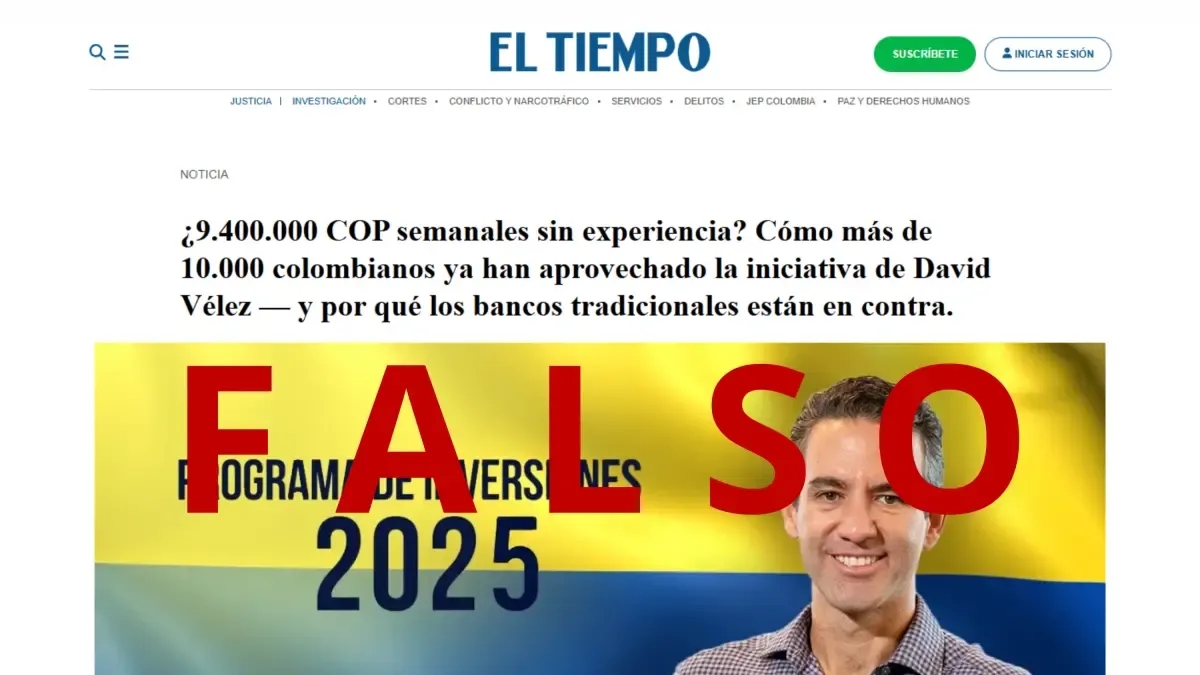 Ojo con esta estafa en Colombia que usa imagen de David Vélez, CEO de Nubank, y de EL TIEMPO en un artículo falso