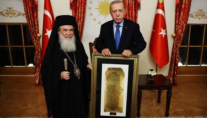 Präsident Erdoğan empfing den griechisch-orthodoxen Patriarchen Giannopoulos von Jerusalem