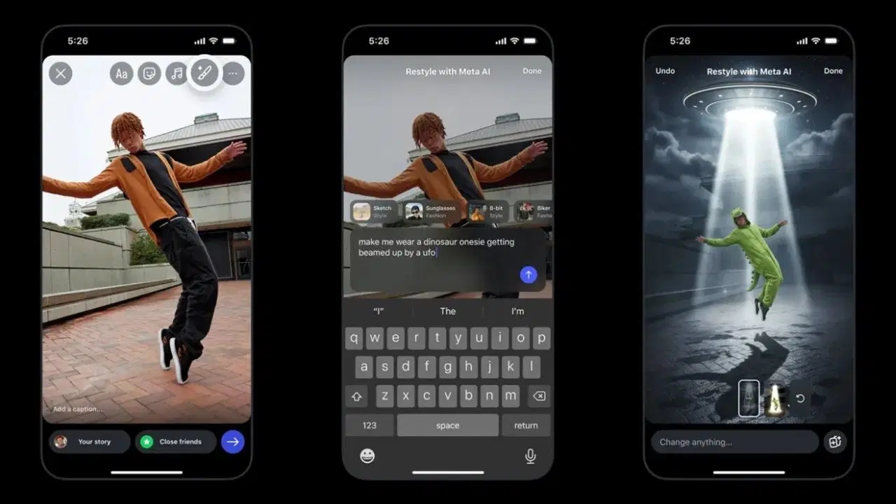 Instagram'daki hikaye kısmına yeni yapay zeka araçları getiriliyor