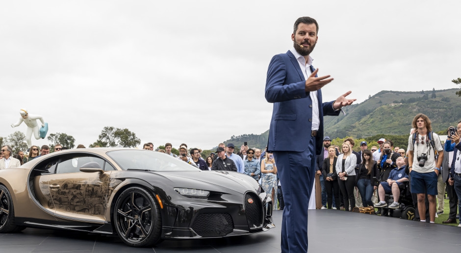 What does the Bugatti boss drive to the market? "Here's a billionaire with a simple heart."