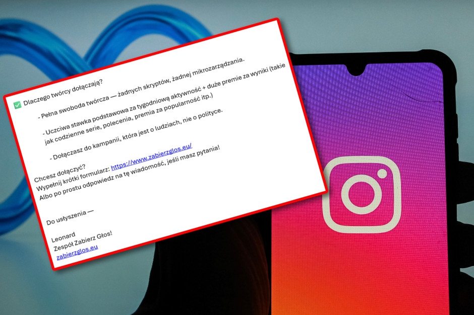 Poolse influencers werden aangemoedigd om over de campagne te posten. Op de achtergrond geld voor bereik