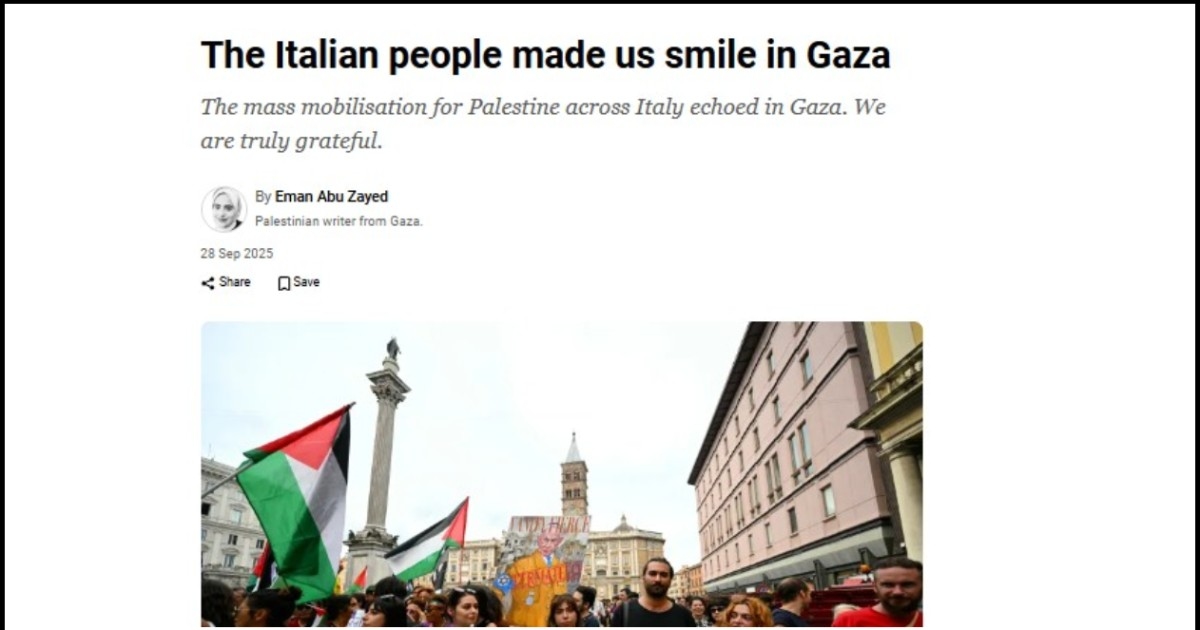 „Italienische Unterstützung bringt Hoffnung nach Gaza.“ Salis, Di Battista und Cacciari schlagen in den arabischen Medien und sozialen Netzwerken hohe Wellen.