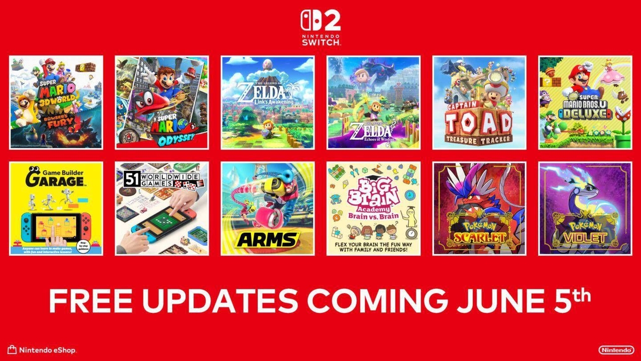 Nintendo, atualização gratuita do Switch 2 para 12 jogos: veja quais são