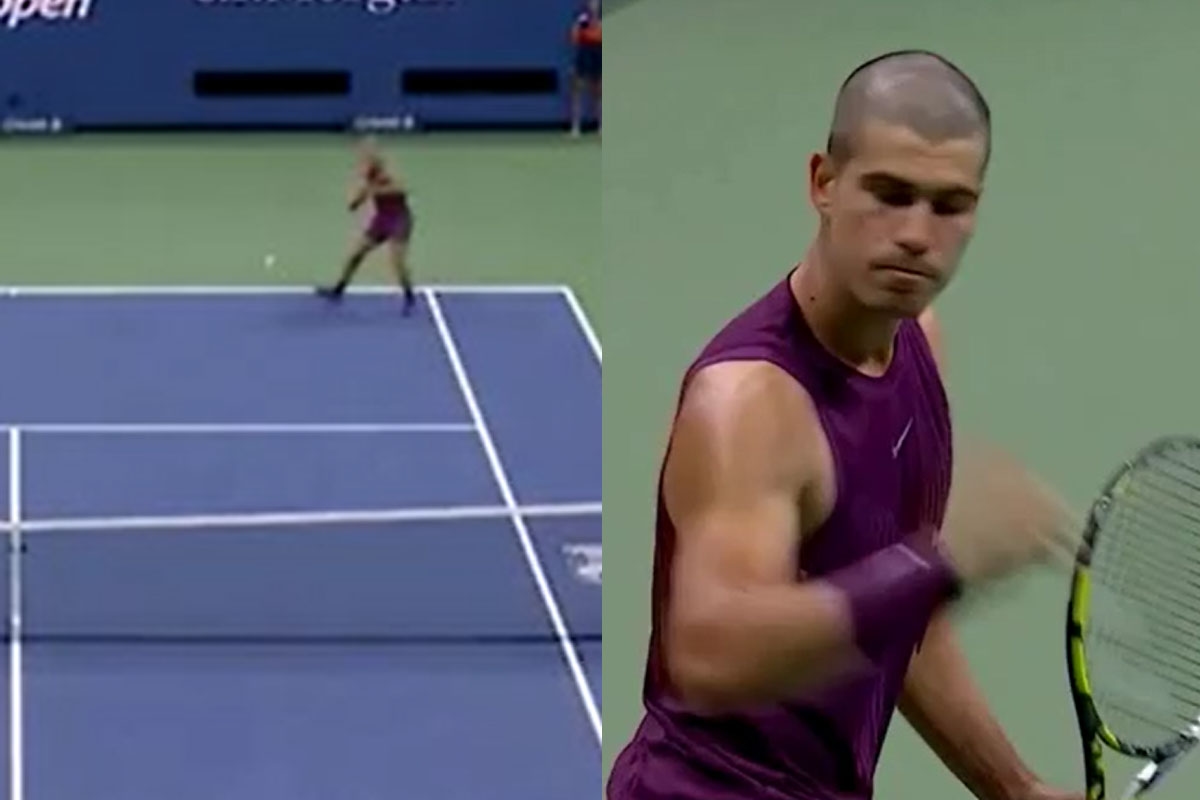 US Open: Golpe incrível de Alcaraz deixa Opelka imóvel e a multidão vai à loucura.