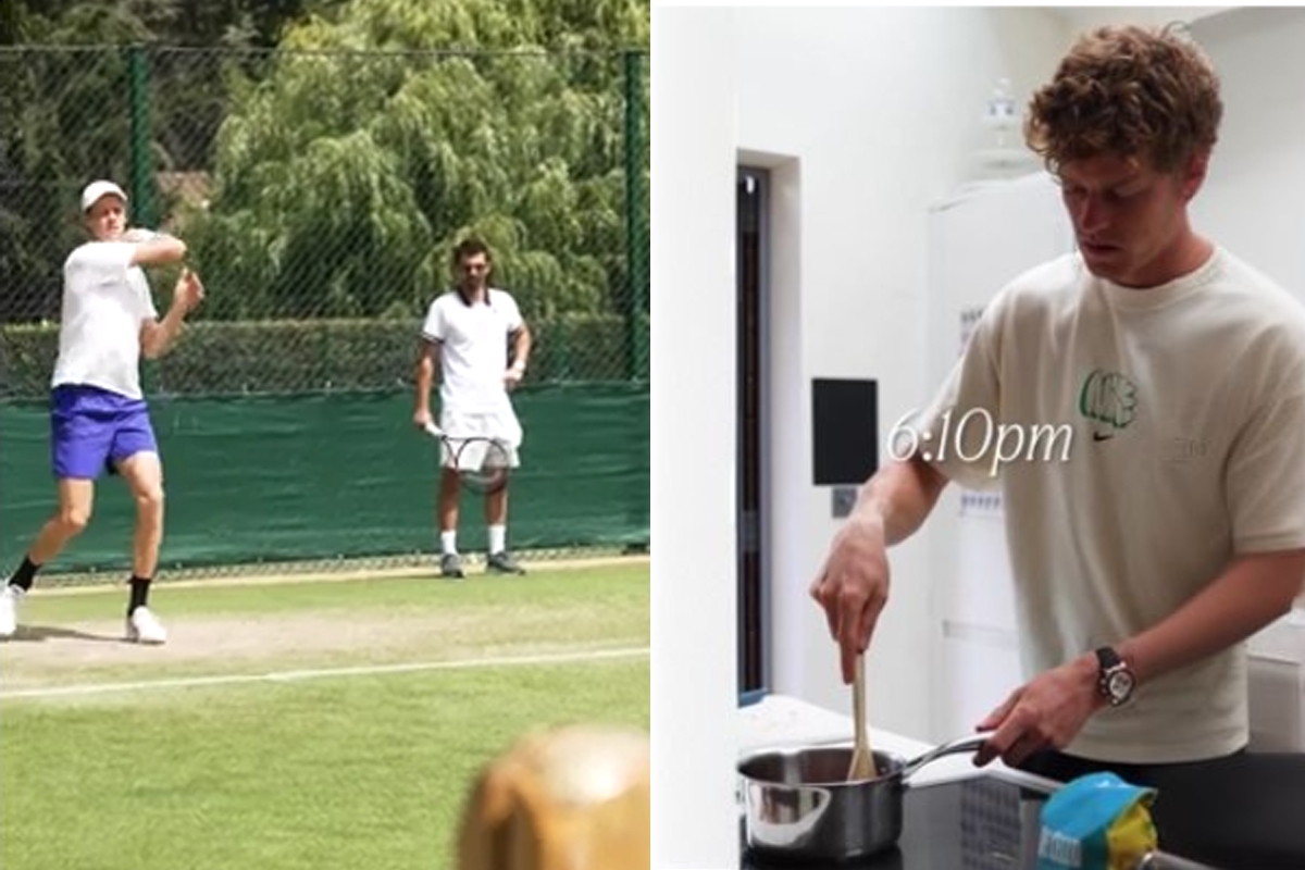 Sinner, zijn rally's en zijn kookgeheimen vóór de halve finale tegen Djokovic. De niet eerder uitgebrachte video van Wimbledon.