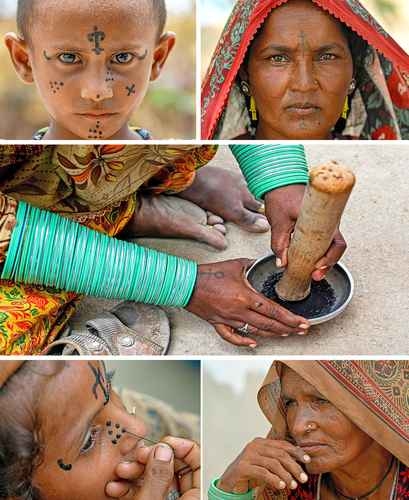 Tatuagens faciais hindus, uma tradição em risco de desaparecer no Paquistão