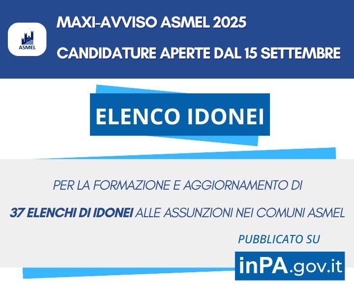 Maxi-Avviso Asmel: nuove opportunità di lavoro nei Comuni italiani