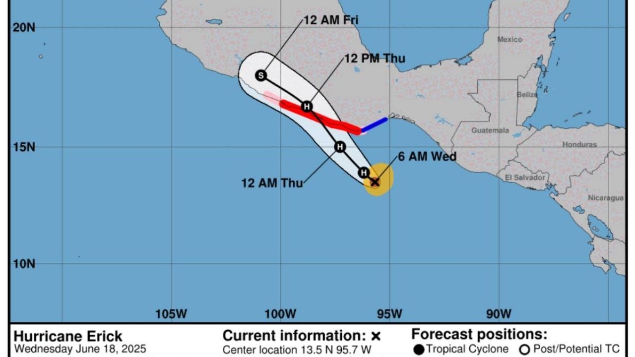 "Erick" bir kasırgaya dönüşür ve Oaxaca ve Guerrero kıyılarına doğru ilerler.