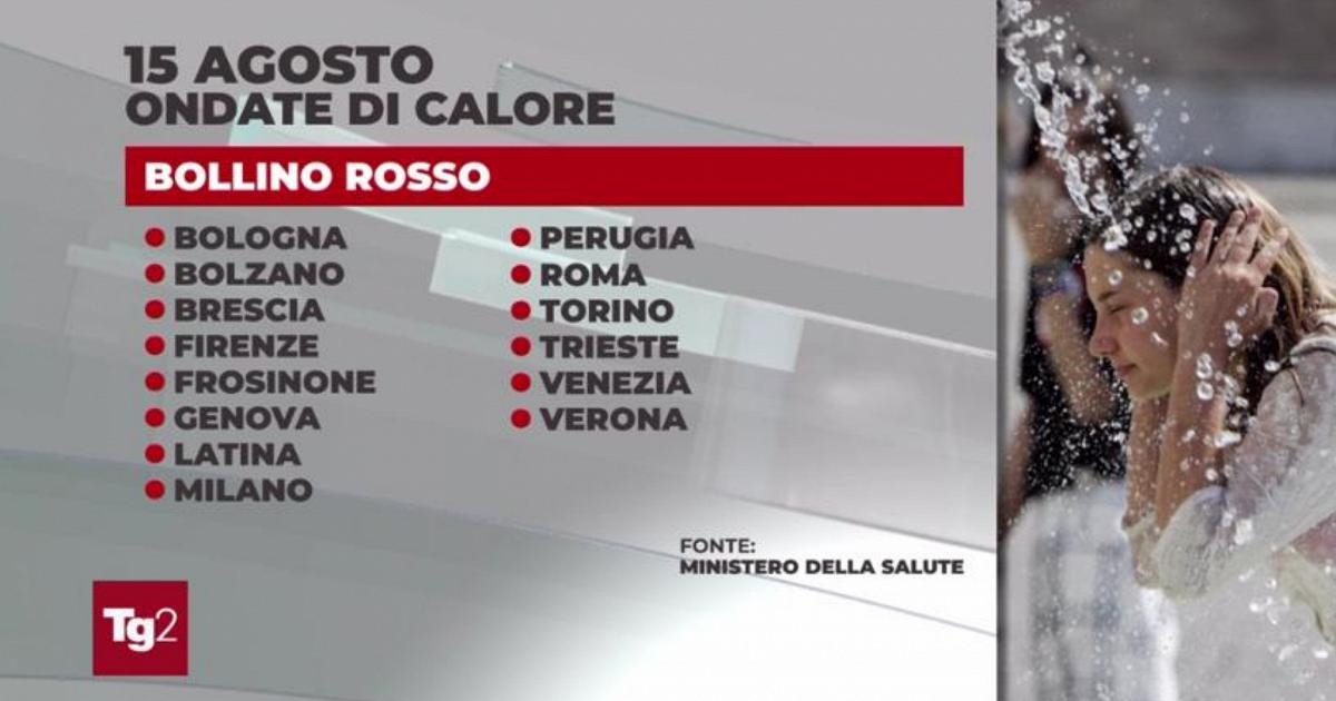 Ferragosto dal meteo incerto: 14 città con bollino rosso ma anche aree a rischio temporali