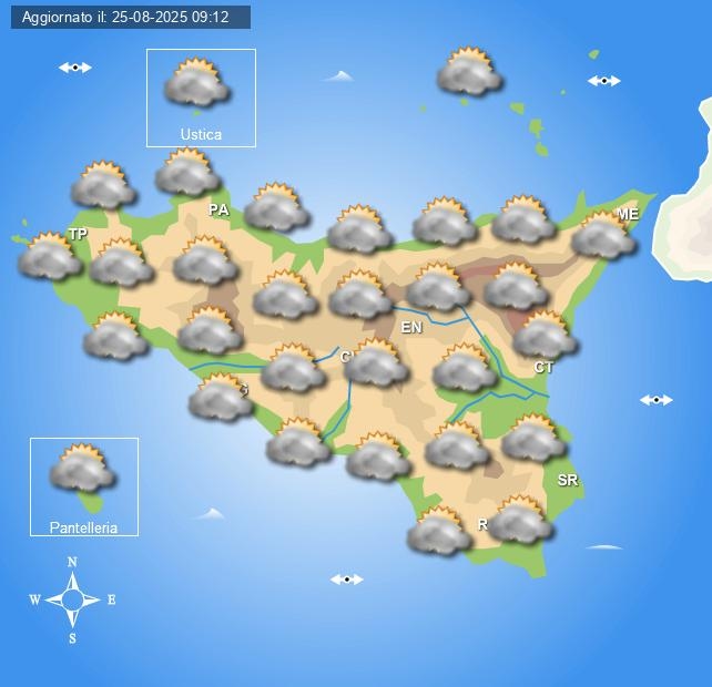 El tiempo en Sicilia para el martes 26 de agosto