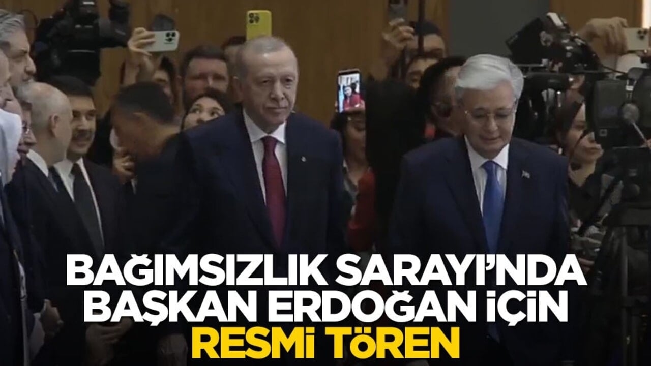 Erdoğan, Kazakistan'da resmi törenle karşılandı