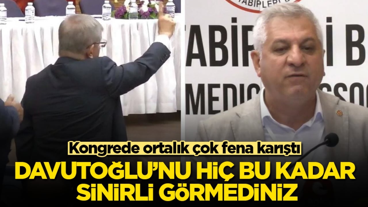 Kongrede ortalık çok fena karıştı! Ahmet Davutoğlu’nu hiç bu kadar sinirli görmediniz