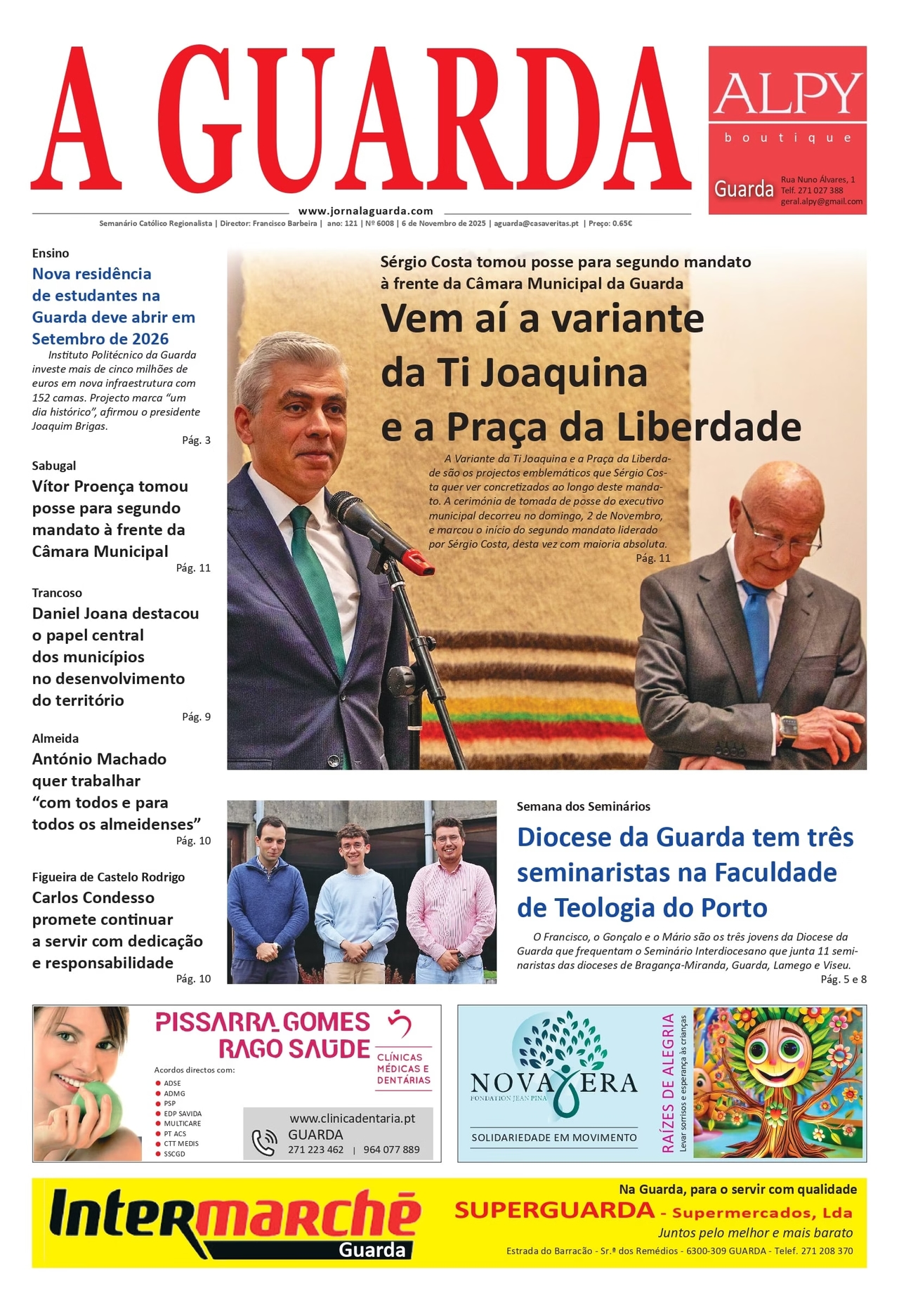 A GUARDA gazetesinin 6 Kasım 2025 tarihli sayısının ön sayfası